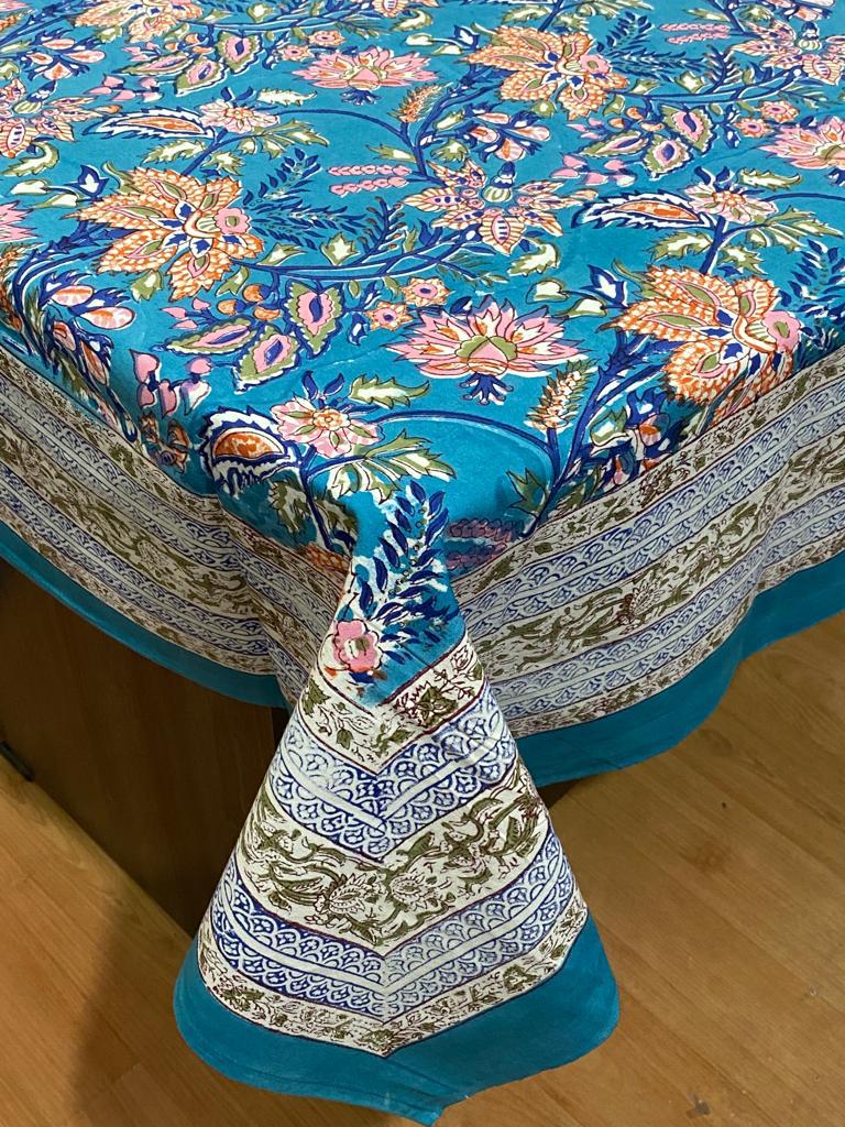 Hand Block Printed Cotton Table Cover  ( Size 60 by 90 inches)