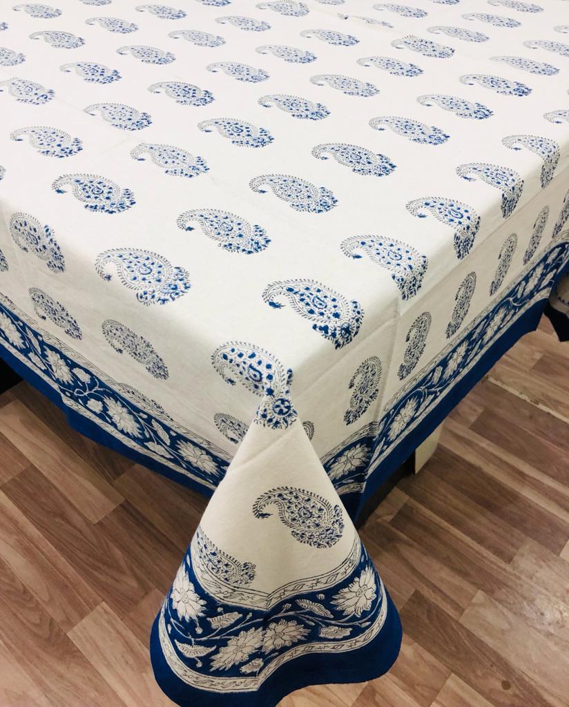 Hand Block Printed Cotton Table Cover  ( Size 60 by 90 inches)