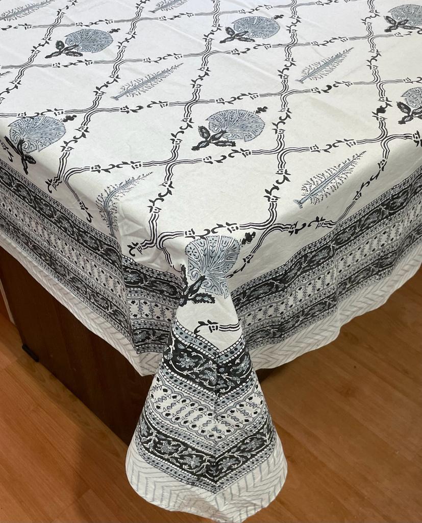 Hand Block Printed Cotton Table Cover  ( Size 60 by 90 inches)