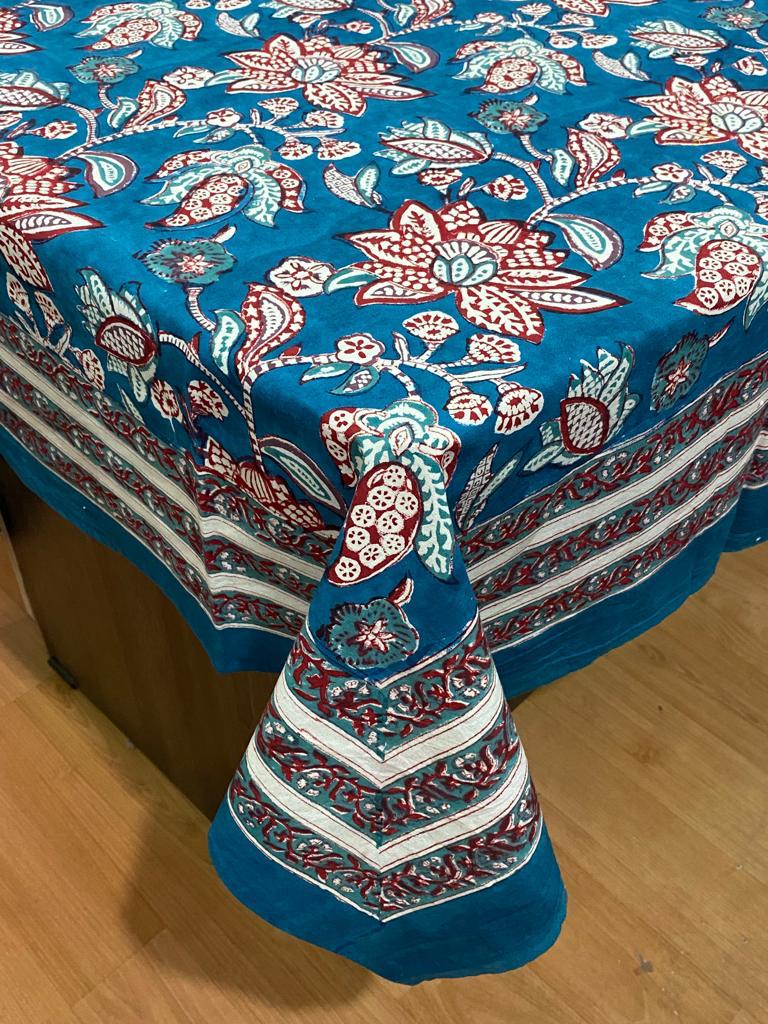 Hand Block Printed Cotton Table Cover  ( Size 60 by 90 inches)