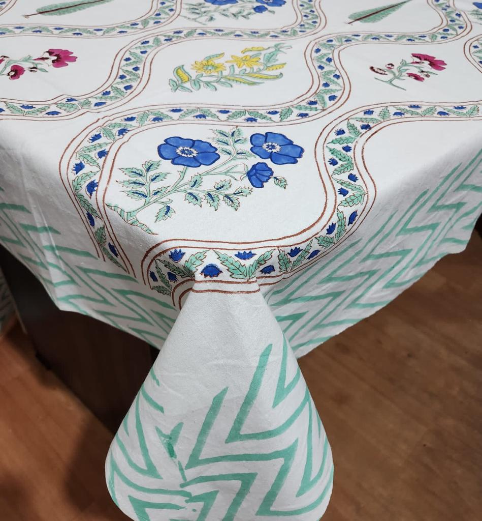 Hand Block Printed Cotton Table Cover ( Size 60 by 90 inches)