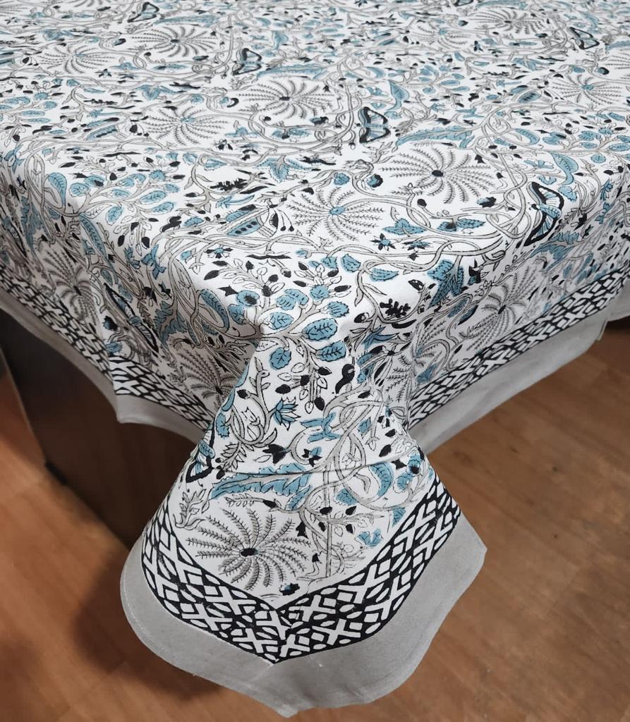 Hand Block Printed Cotton Table Cover  ( Size 60 by 90 inches)