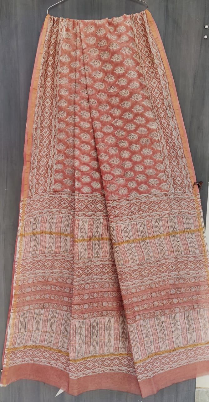 Beautiful Hand Block Printed Chanderi Silk Cotton Saree