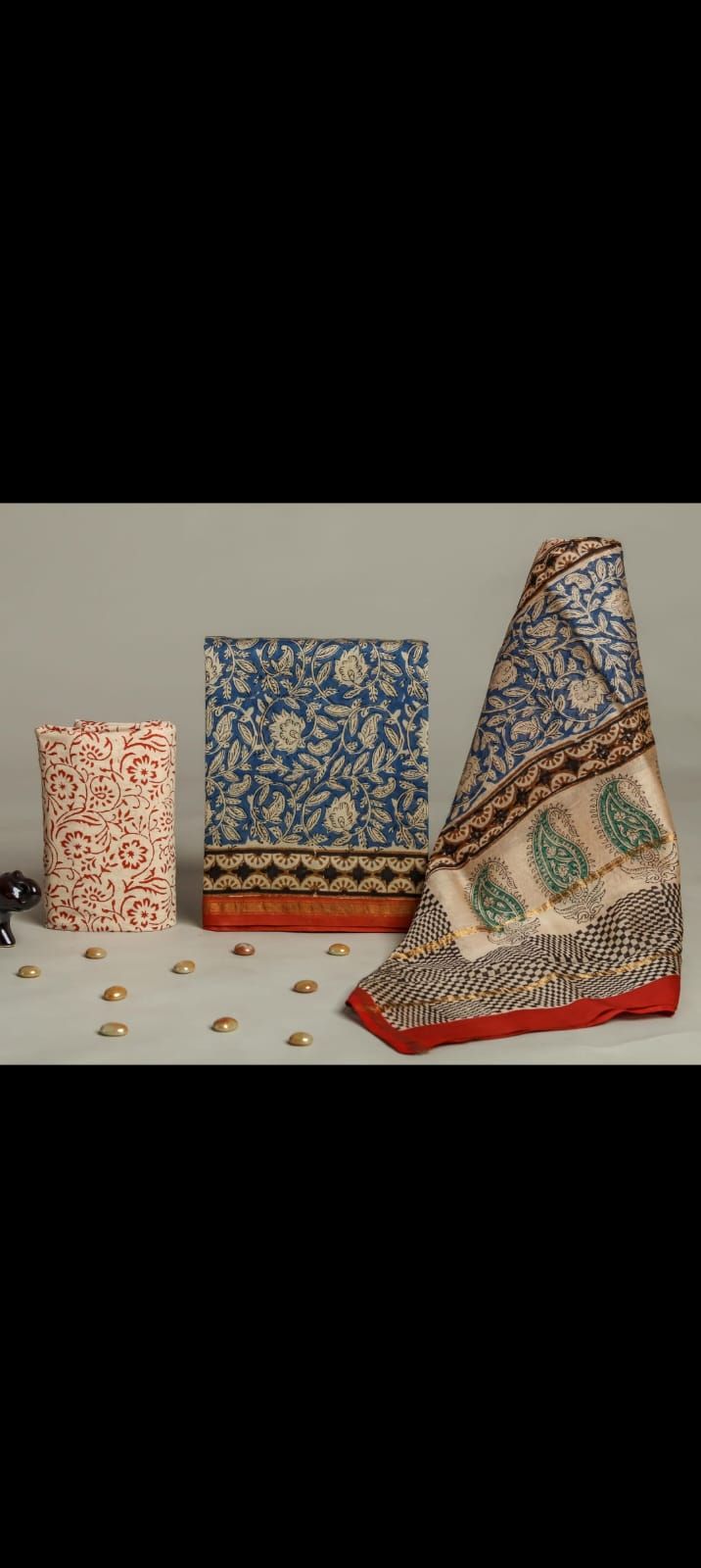 Beautiful Hand Block Printed Chanderi unstitched suit fabric