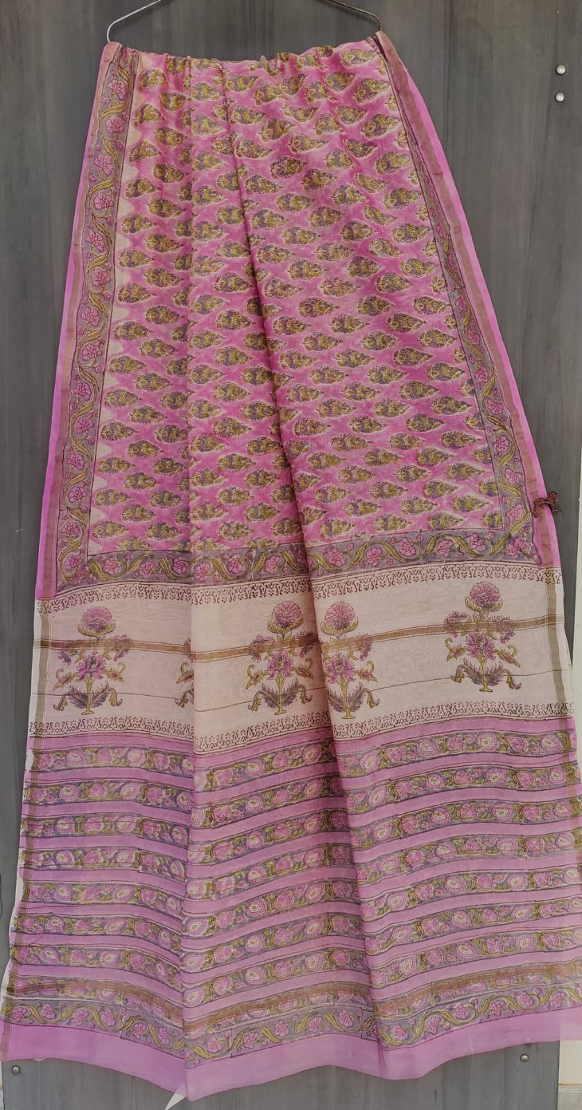 Beautiful Hand Block Printed Chanderi Silk Cotton Saree