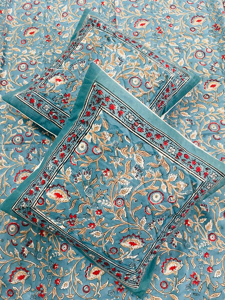 Hand Block Printed Cotton Cushion Cover (16 by 16 - Set of 5 cushion covers )