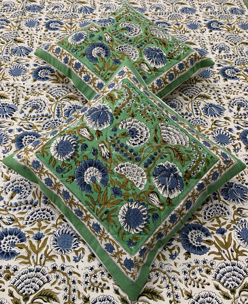 Hand Block Printed Cotton Cushion Cover (16 by 16 - Set of 5 cushion covers )