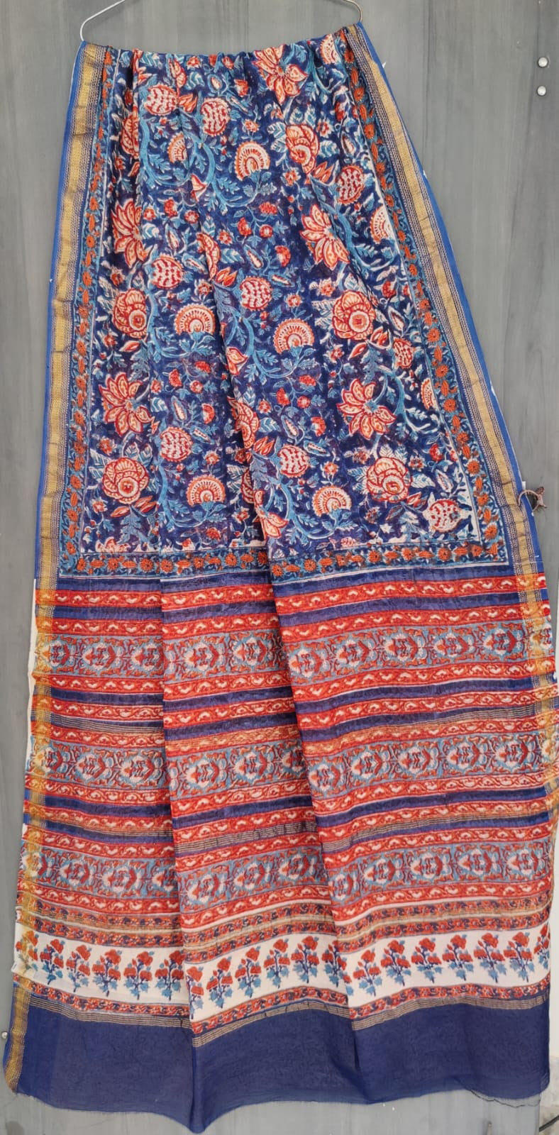 Mithya : Elegant Sanganer Hand Block Printed Maheshwari Saree
