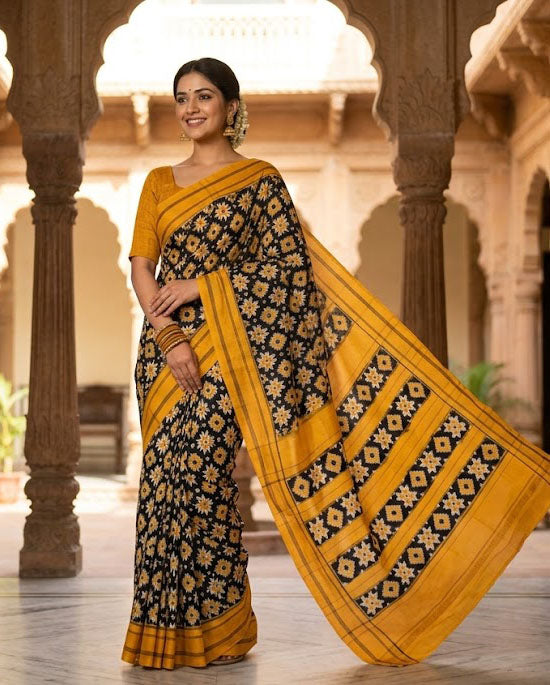 Elegant Handloom Teliya Cotton Saree