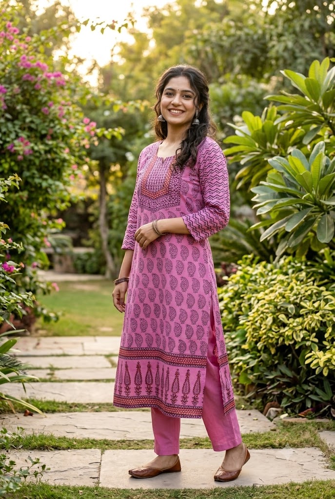 Beautiful Hand Block Printed Bagh cotton Kurta - Size 40