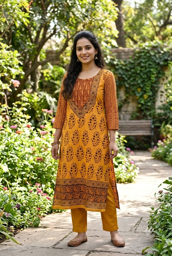 Beautiful Hand Block Printed Bagh cotton Kurta - Size 38
