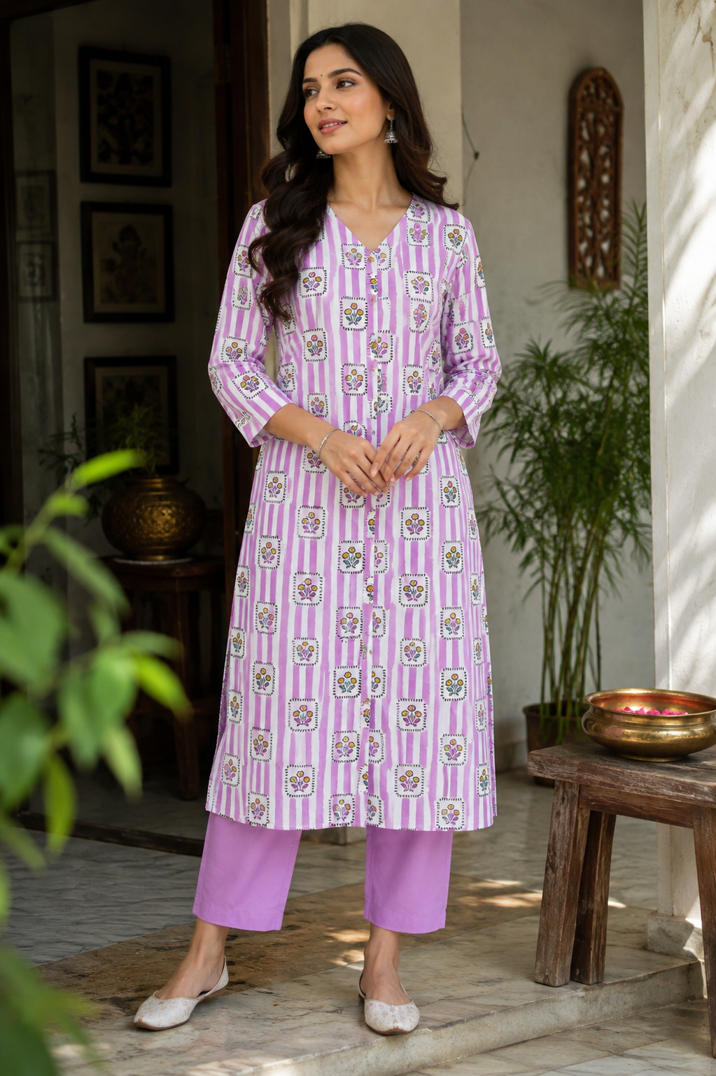 Designer Hand Block Printed Cotton Kurta - Size 40 to 44 ( all sizes)