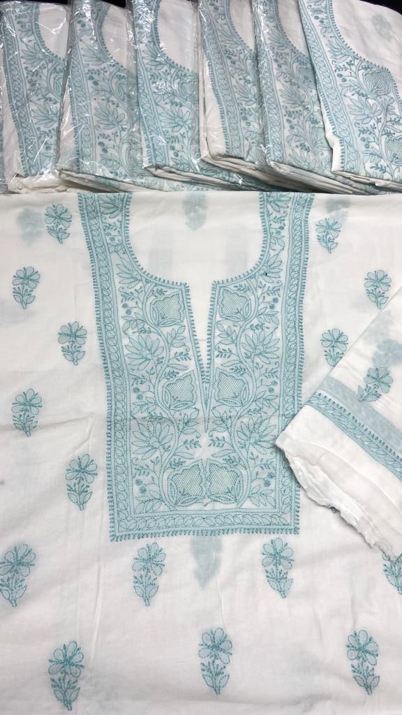 Elegant Mul Cotton Kurta & Dupatta Set with Lucknowi Hand Chikankari embroidery
