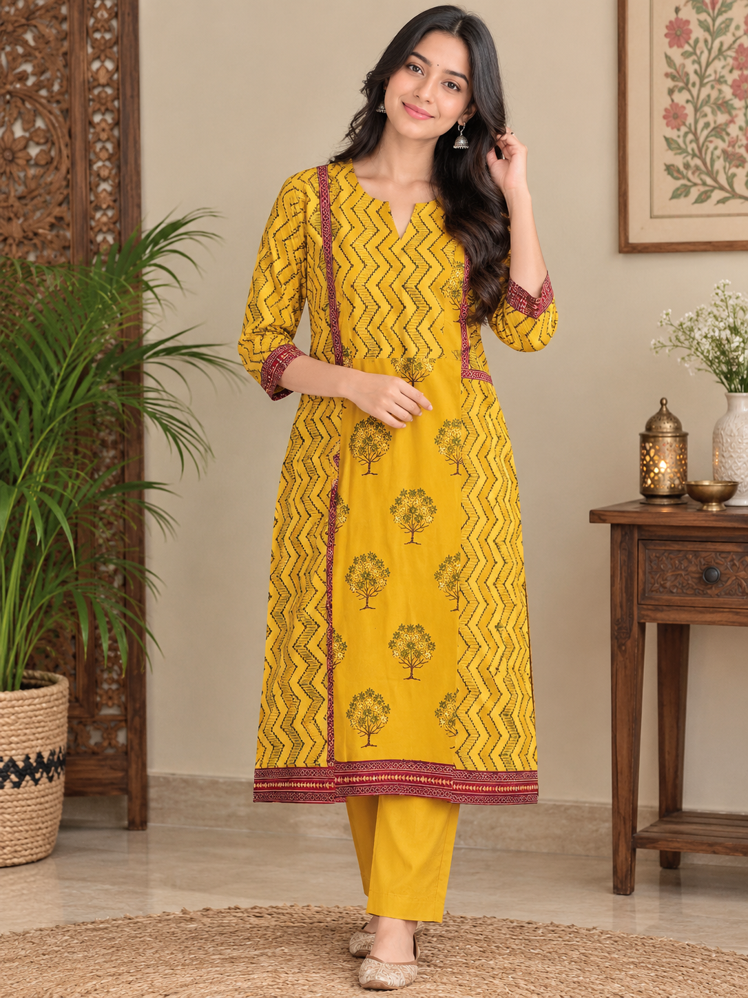 Designer Ajrakh Cotton Kurta - Size 38 to 44 ( all sizes)