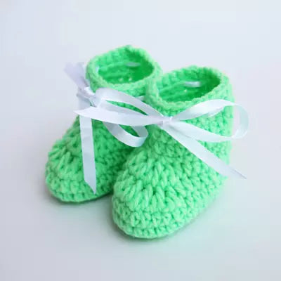 Set of 2 - Handmade Woolen Baby Booties set - Size 0 to 6 months