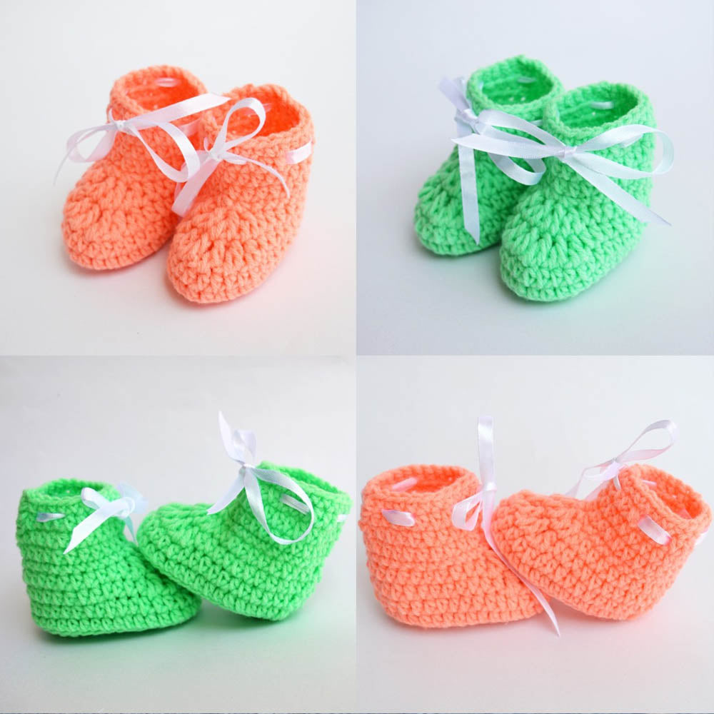 Set of 2 - Handmade Woolen Baby Booties set - Size 0 to 6 months