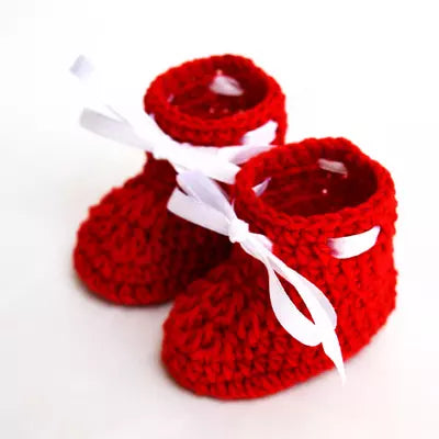 Set of 2 - Handmade Woolen Baby Booties set - Size 0 to 6 months