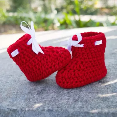 Set of 2 - Handmade Woolen Baby Booties set - Size 0 to 6 months