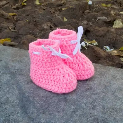 Set of 2 - Handmade Woolen Baby Booties set - Size 0 to 6 months