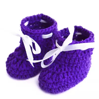 Set of 2 - Handmade Woolen Baby Booties set - Size 0 to 6 months