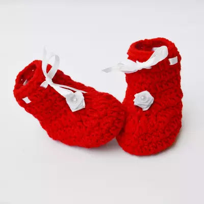 Set of 2 - Handmade Woolen Baby Booties set - Size 0 to 6 months