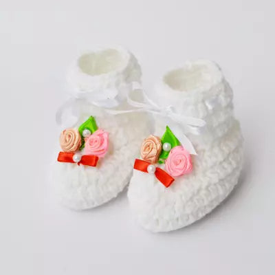 Set of 2 - Handmade Woolen Baby Booties set - Size 0 to 6 months