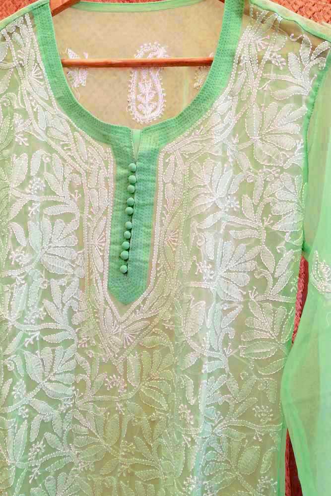 Elegant Georgette Long Kurta with Chikankari Size - 42