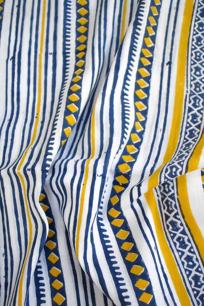 Beautiful Block Printed Running Cotton Fabric ( 2.5 mtrs cut)