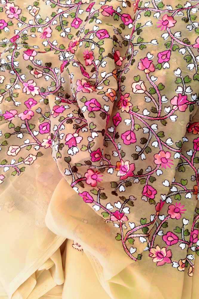 Georgette Kurta Fabric with embroidery