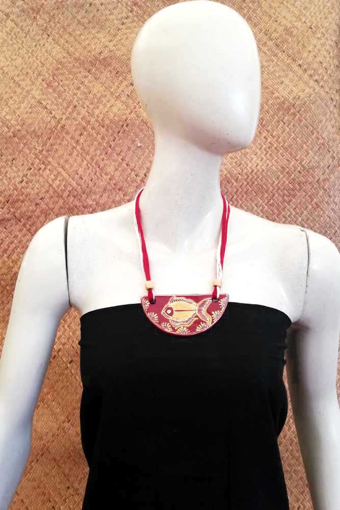 Hand Painted Ceramic thread necklace