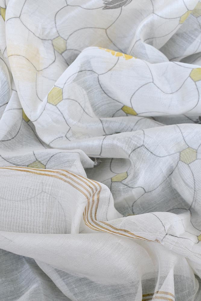 Elegant Chanderi Sico dupatta with hand block printed pattern