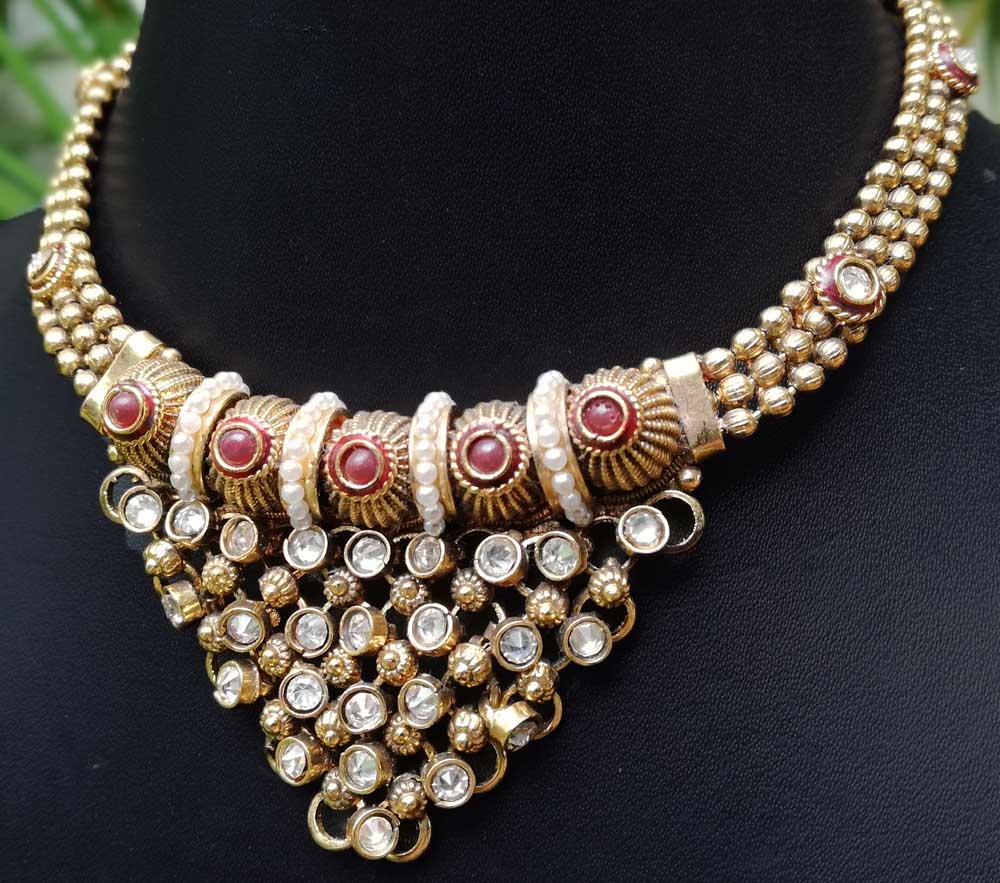 Designer Polki & Pearl Necklace Set