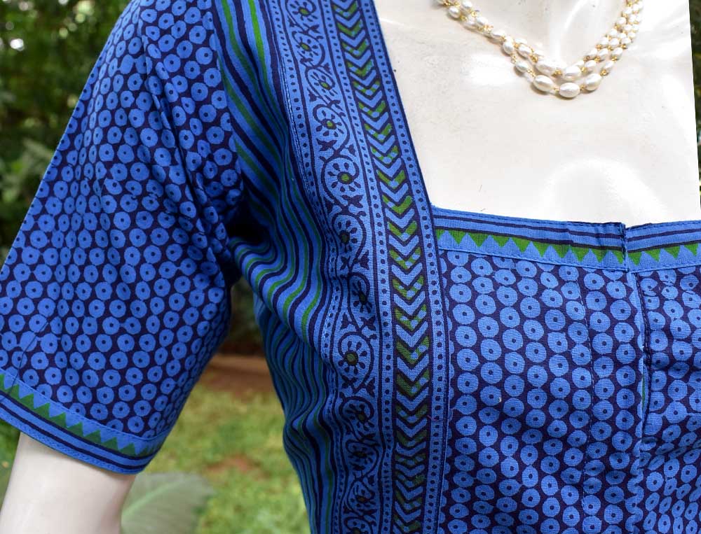 Block Printed Cotton Blouse  - Size 40