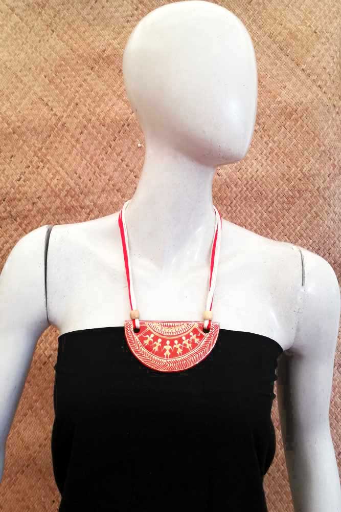 Hand Painted Ceramic thread necklace