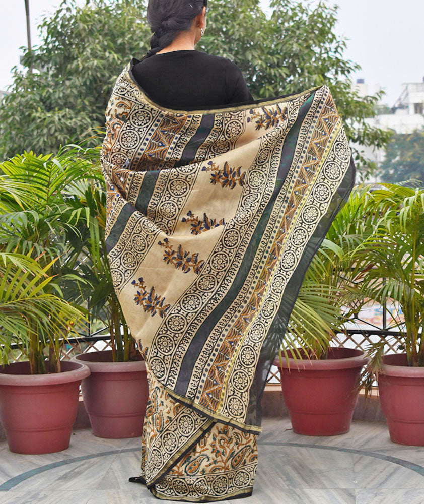 Elegant Chanderi Saree with Kalamkari Hand Block Print