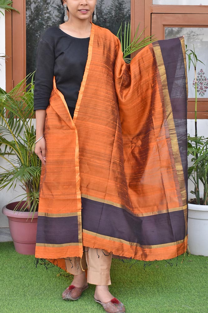 Gorgeous Woven Dupion Pure Silk Dupatta