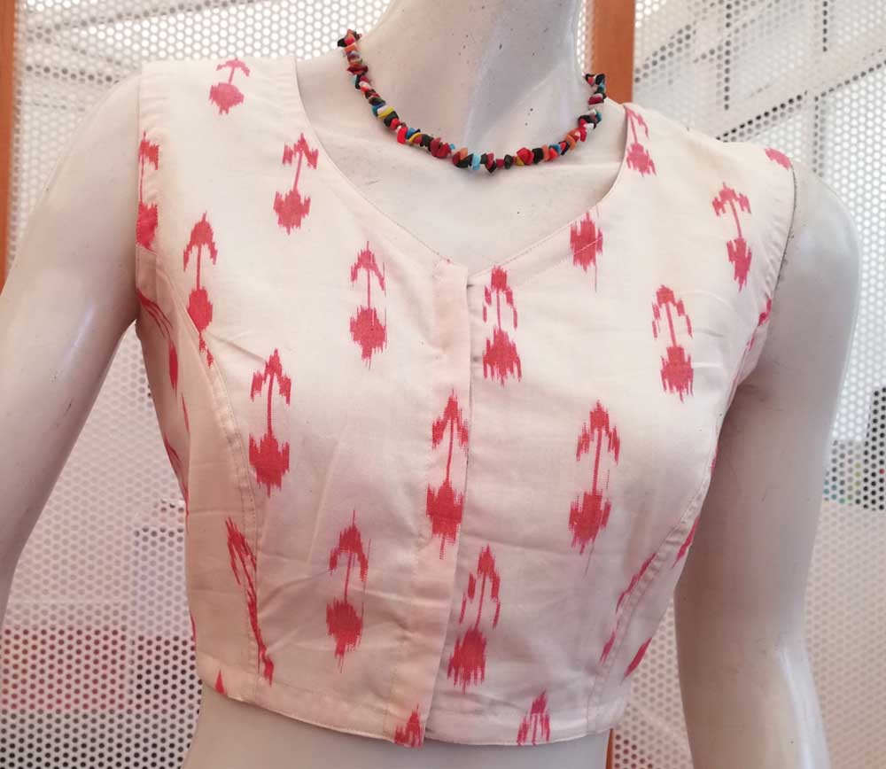 Sleeveless Ikkat Cotton Blouse