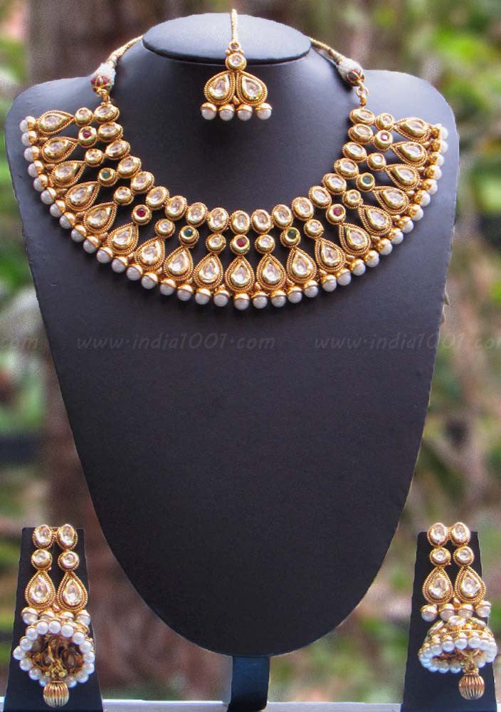 Designer Pearl & Polki Necklace Set