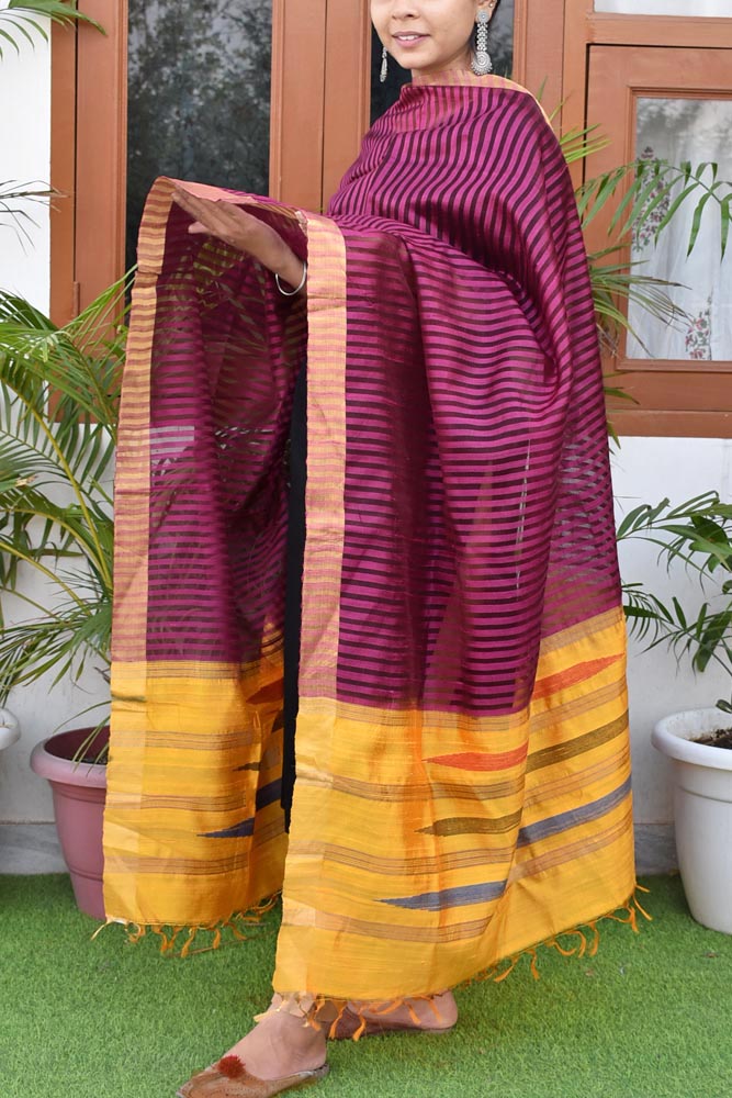 Gorgeous Woven Dupion Pure Silk Dupatta