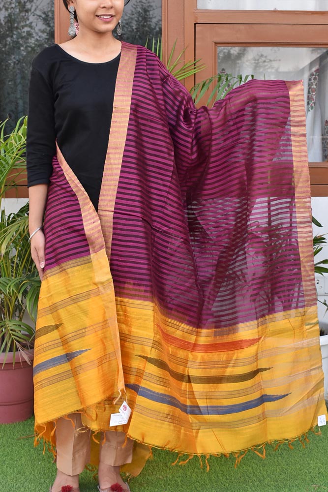 Gorgeous Woven Dupion Pure Silk Dupatta