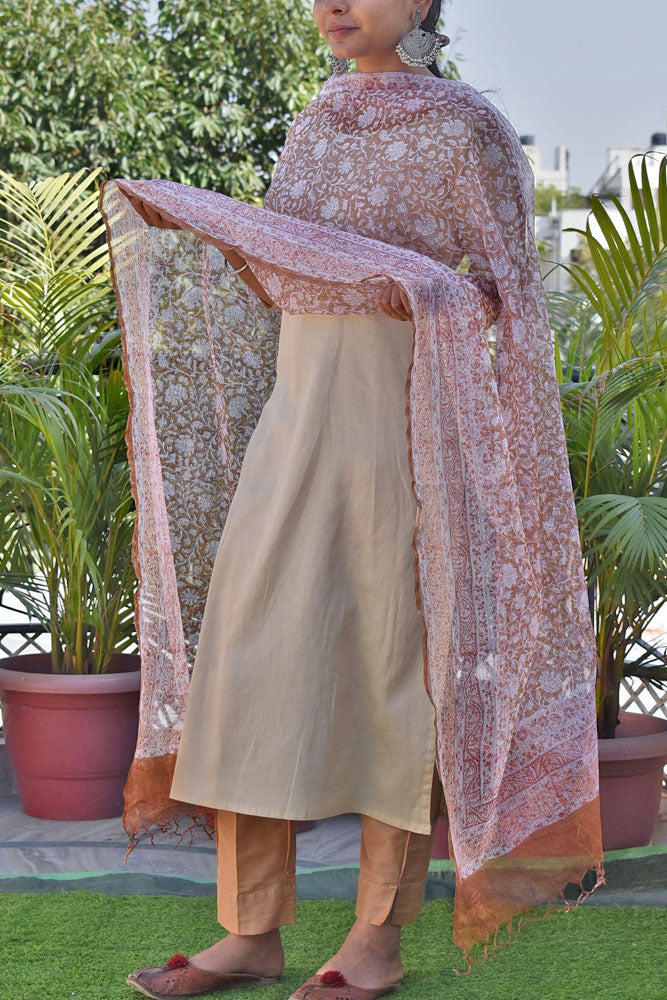 Hand Block Printed Kota Cotton Dupatta