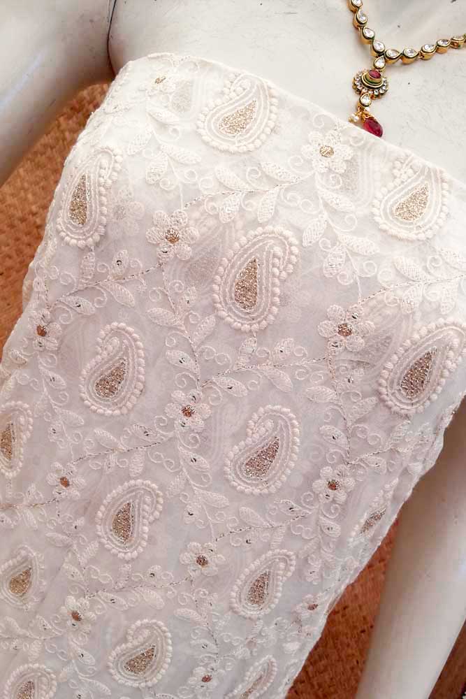 Georgette Kurta Fabric with embroidery & zari work