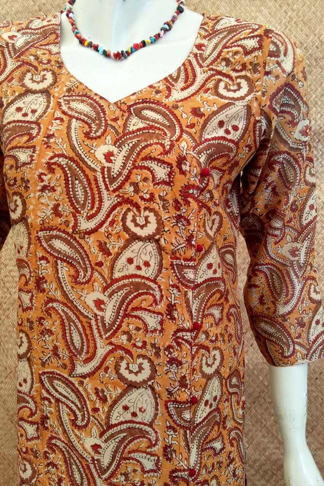Elegant Block Printed Chanderi Long Kurta