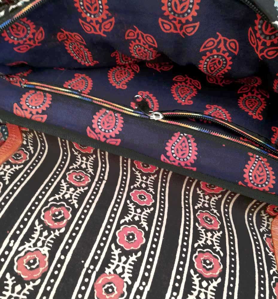 Kutch Leather & Ikkat Sling bag