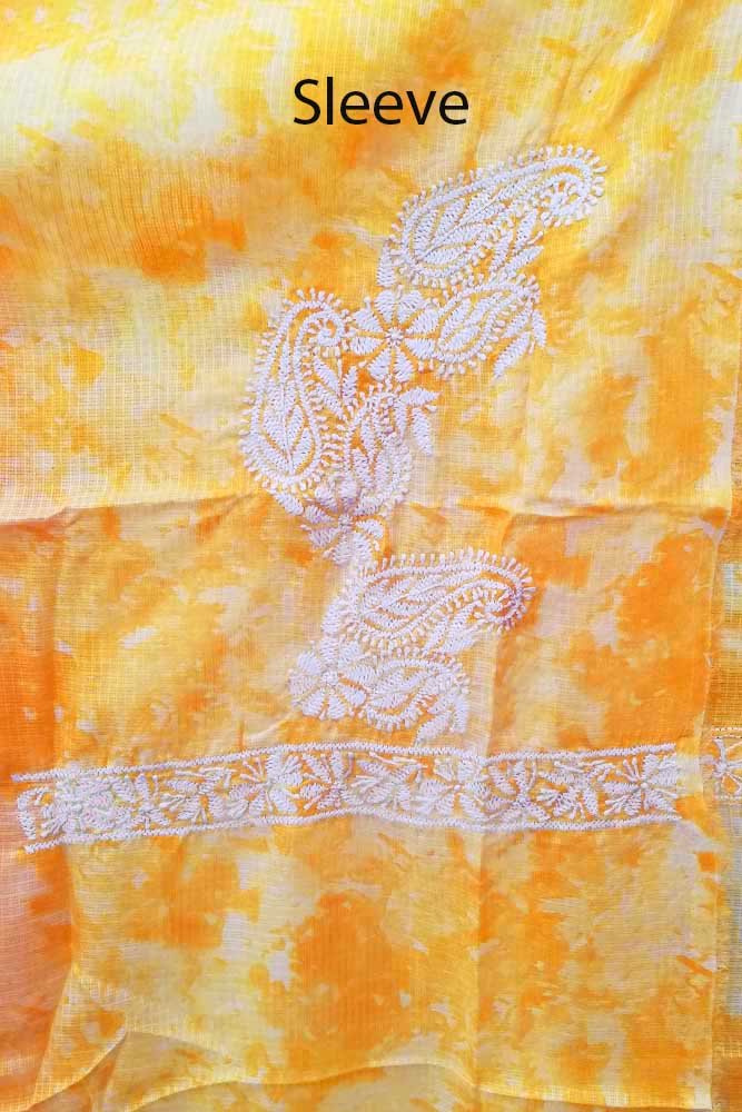 Art Kota Silk Kurta Fabric with Hand Chikankari embroidery