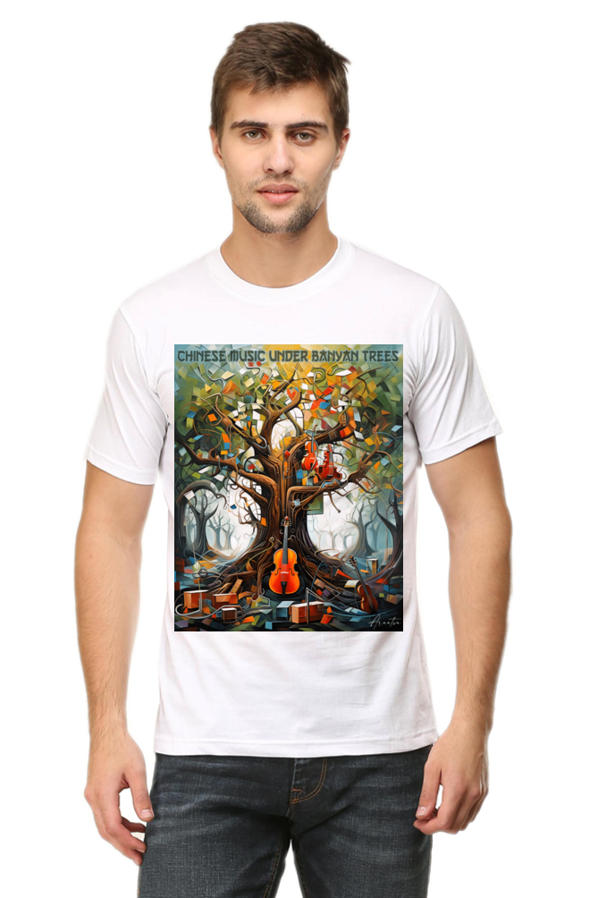 Chinese music under Banyan Tree Classic Unisex Round neck T-shirt