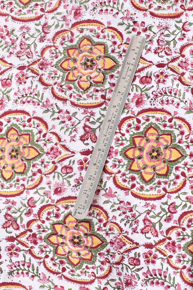 Beautiful Block Printed Running Cotton Fabric ( 2.5 mtrs cut)