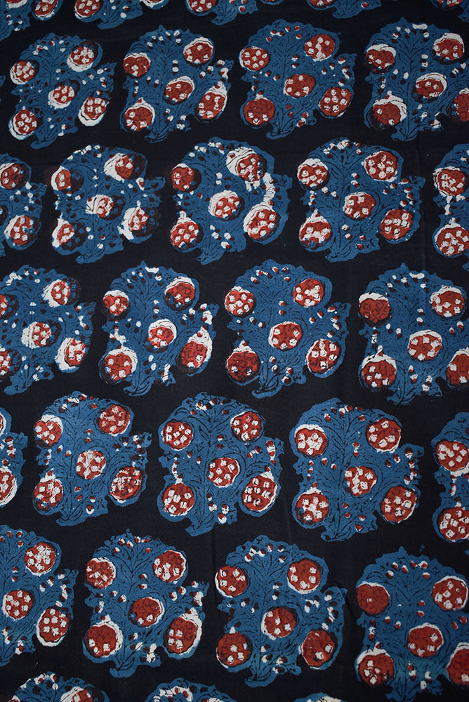 Beautiful Natural Jahota Hand Block Printed Pure Cotton  Fabric ( 2.5 mtrs cut)