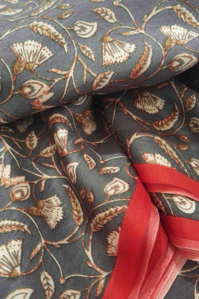 Fine silk fabric with screen print patterns