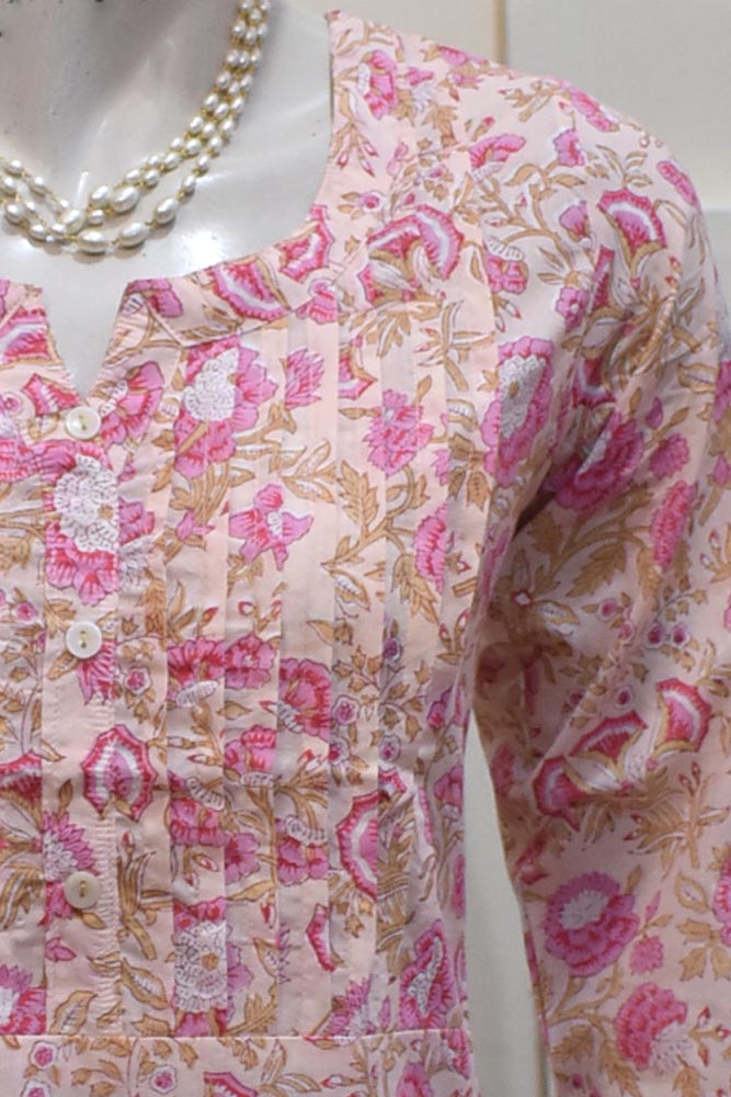 Elegant Block Printed Cotton Short Kurta